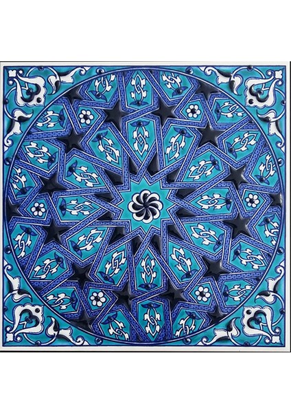 Çini 20X20 cm Ed 321 Iznik Islami Geometrik Kütahya Çini Karo