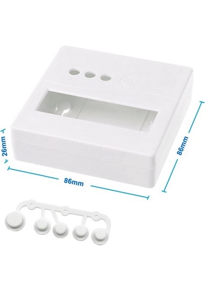 Roba Plastik Proje Kutusu 86X86MM Beyaz Duvara Yüzeye Montaj Tip 1602 LCD 3 Buton Elektronik