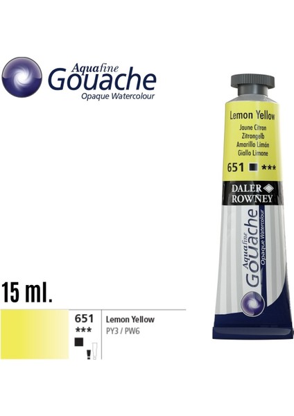 Aquafine Guaj Boya Tüp 15ML 651 Lemon Yellow