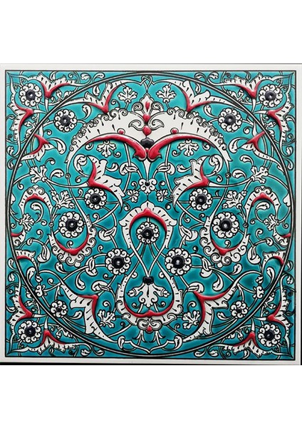 Çini 20X20 cm Ed 324 Iznik Rumili Desen Eldekoru Çini Karo