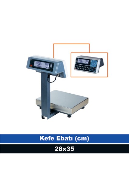 28X35 60 kg 10 gr Hesaplamalı Çift Ekran Terazi (Onaylı)