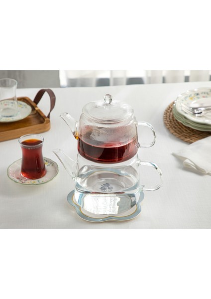 English Home Sensibile Borosilikat Cam Çaydanlık 750 ml + 1500 ml