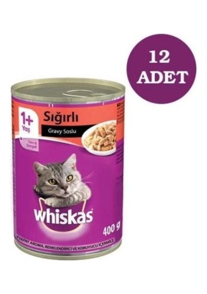 gravy Soslu Sığır Etli Kedi Konservesi 400 gr x 12 Adet