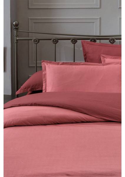 Fancy Stripe Kırmızı Poplin Tek Kişilik %100 Pamuk Nevresim Takımı fiyatları