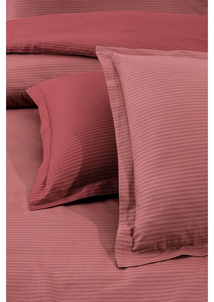 Fancy Stripe Kırmızı Poplin Tek Kişilik %100 Pamuk Nevresim Takımı fırsatları