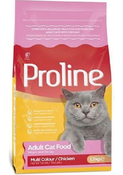 Proline Renkli Taneli (Multicolor) Tavuklu Yetişkin Kedi Maması 1,2 kg