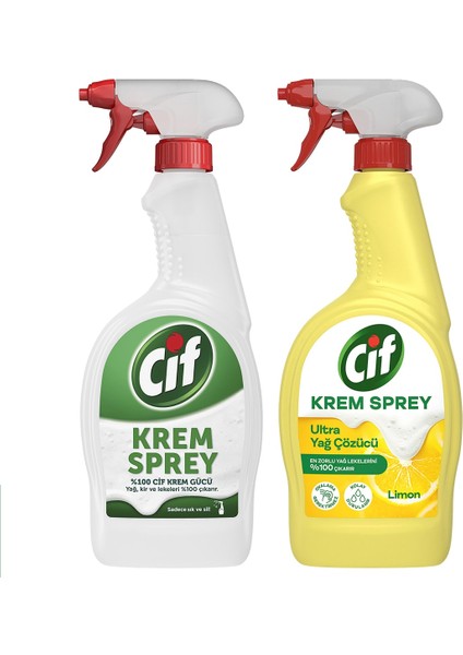 Yüzey Temizleyici  Krem Sprey Limon Ultra Yağ Çözücü 750 Ml+ Krem Sprey 750 ml