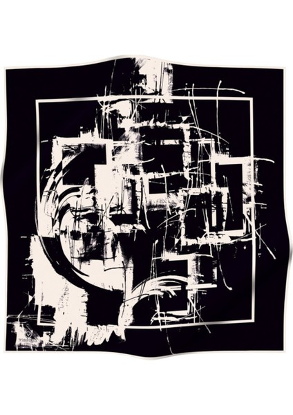 Kadın Twill Ipek Eşarp Siyah - Krem fiyatları