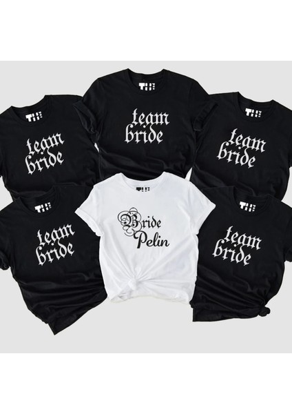 Bride Team Yazılı Bekarlığa Veda Partilerinde Nedime Için Tshirt fiyatları