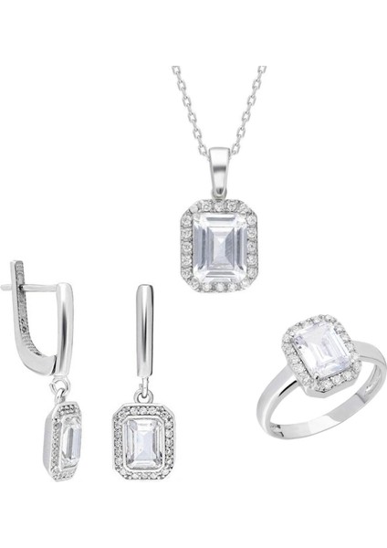 Starlight Diamond Montür Baget Taşlı Gümüş 3'lü Takı Seti