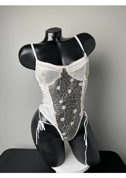 La Fina Darlene Beyaz Bodysuit