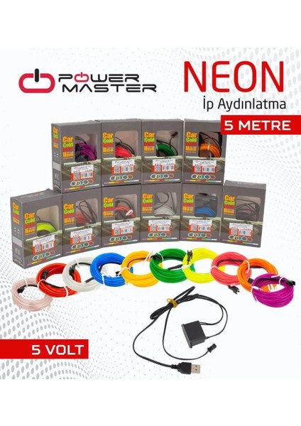 5metre 5VOLT USB Kablolu Sarı Neon Ip Aydınlatma PM-6081