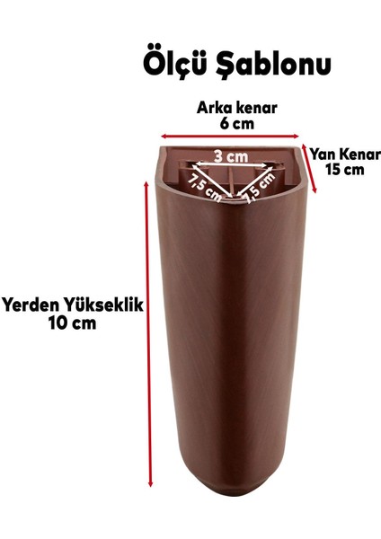 Lüks Mobilya Kanepe Sehpa Tv Ünitesi Koltuk Ayağı 10 cm Kahverengi Ahşap Desenli Baza Ayak