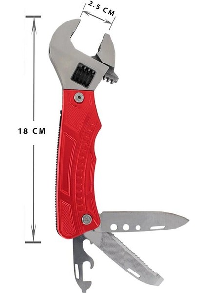 818100041 Çok Fonksiyonlu Paslanmaz Çelik Anahtar - Kırmızı