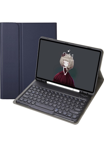 Samsung Galaxy Tab S6 10.4 P610 & P615 (2020) Koyu Mavi Için Bluetooth Klavye Kılıfı (Yurt Dışından)