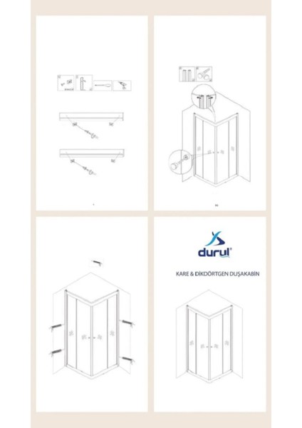 Duşakabin Kare Siyah Profil 5mm Desenli H:190 cm