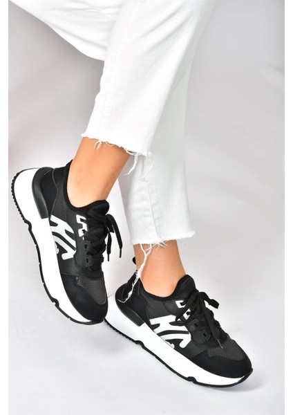 Siyah Kumaş Kalın Tabanlı Spor Ayakkabı Sneakers P973516904