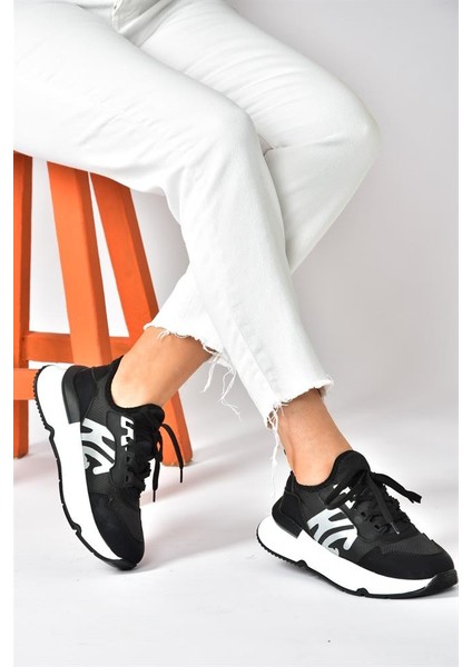 Siyah Kumaş Kalın Tabanlı Spor Ayakkabı Sneakers P973516904