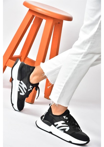 Siyah Kumaş Kalın Tabanlı Spor Ayakkabı Sneakers P973516904