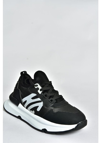 Siyah Kumaş Kalın Tabanlı Spor Ayakkabı Sneakers P973516904