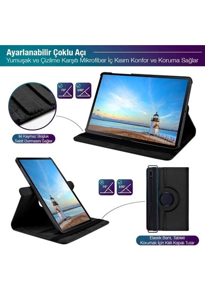 Samsung Galaxytab S7 2020 12.4 (T970-T975-T976) Standlı Tablet Kılıfı, Darbe Emici, Kaymaz