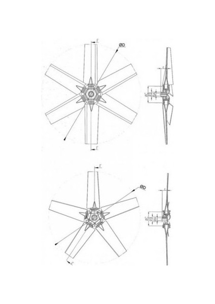 Market Plastik Pervane Derece Ayarlı Aksiyel 5 Veya 6 Kanatlı 300MM