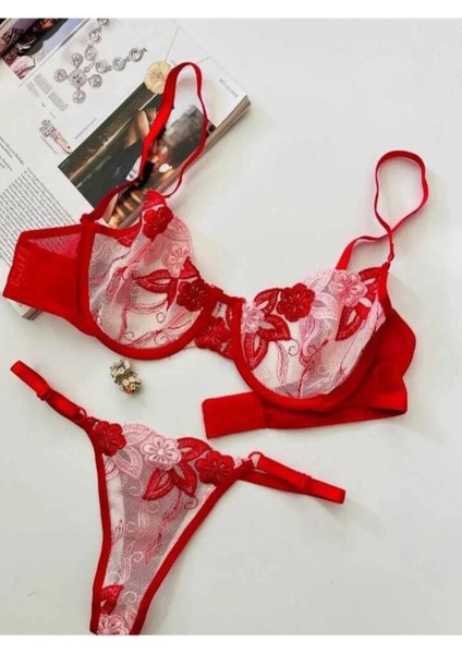 Kadın Seksi Fantezi Dantel Çiçek Detaylı Tasarım Takım Iç Çamaşır Takımı fiyatları