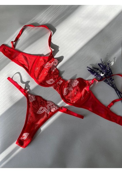 Kadın Seksi Fantezi Dantel Çiçek Detaylı Tasarım Takım Iç Çamaşır Takımı fırsatları