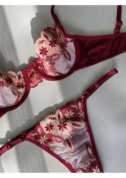 Kadın Seksi Fantezi Dantel Çiçek Detaylı Tasarım Takım Iç Çamaşır Takımı modelleri