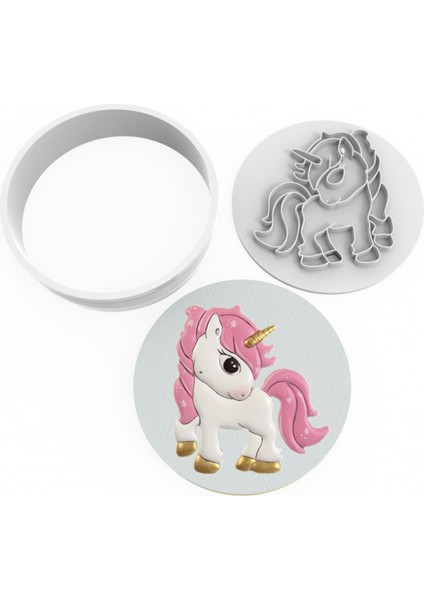 Unicorn Kurabiye Kalıbı Damga Ve Kesici Şeker Hamuru Seti
