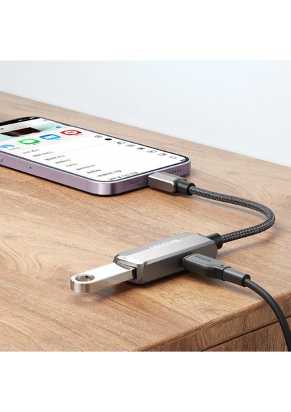 CA-2690 2 In 1 Lightning To Usb-A 3.0 Lightning Şarj ve Veri Aktarım Cihazı-Gri