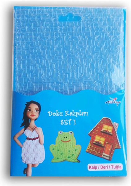 Doku Kalıbı Set 1 Kalp, Deri, Tuğla Şeker Hamuru Deseni