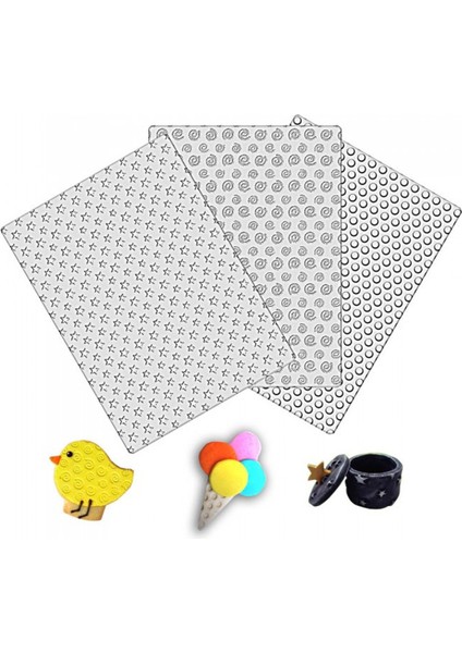 Doku Kalıbı Set 3 Yıldız,Spiral, Yuvarlak Şeker Hamuru Deseni