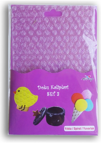 Doku Kalıbı Set 3 Yıldız,Spiral, Yuvarlak Şeker Hamuru Deseni