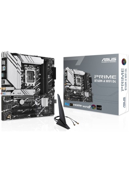 Prıme B760M-A Wıfı D4 Intel B760 Lga1700 DDR4 5333 Dp Hdmı 2X M2 Usb3.2 Ax Wifi + Bt Aura Rgb 2.5Gbit Lan Matx (Prıme B760M-A Wıfı D4) Anakart