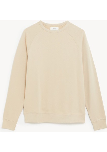 Marks & Spencer Saf Pamuklu Yuvarlak Yaka Sweatshirt