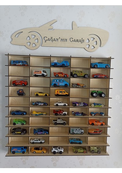 Cr Design Oyuncak Araba Rafı 50'li 1/64 (Hotwheels ve Matcbox Arabaları Için Uygundur)