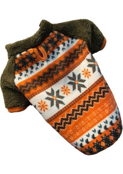 Orange Snowflake Polar Orta Irk Köpek Sweatshirtü (8 kg-20 kg arası köpeklere uygundur)