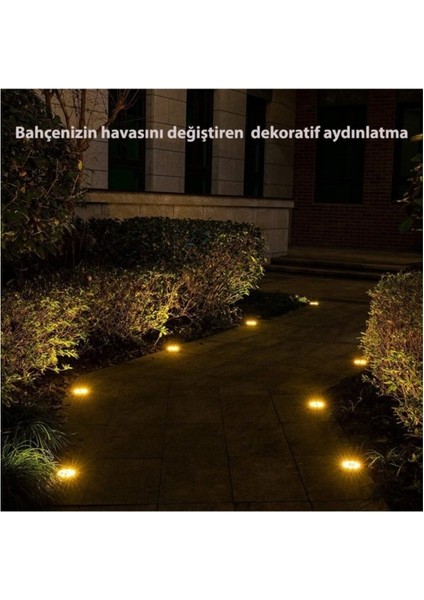 Solar Güneş Enerjili 8 Ledli Kazıklı Çim Zemin Bahçe Aydınlatma 3 W Gün Işığı Sarı LED 12'li Set modelleri