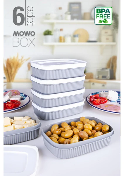 Mowo Home Trove Mini (Gri) Kapaklı Kahvaltı Buzdolabı Kabı 600ML