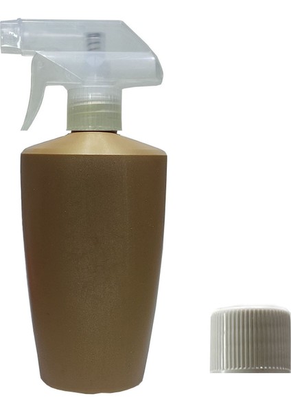 10 Adet 450 ml Sprey ve Kapaklı Polietilen Boş Şişe Altın Renk