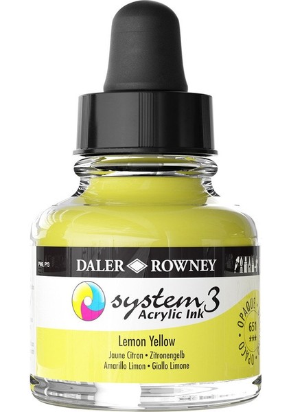 System 3 Sıvı Akrilik Mürekkep Boya 29.5ml 651 Lemon Yellow