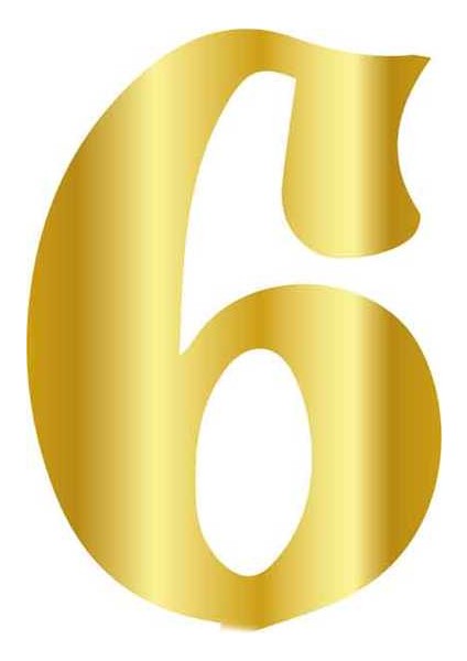 Pleksi Çubuksuz Rakam 6 cm Altın - 6