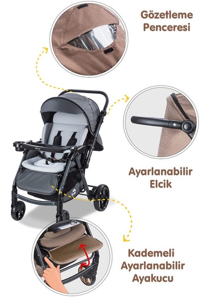 Çift Yönlü Alüminyum Kalın Iskelet Bebek Arabası Oyuncak Armağanlı indirimleri