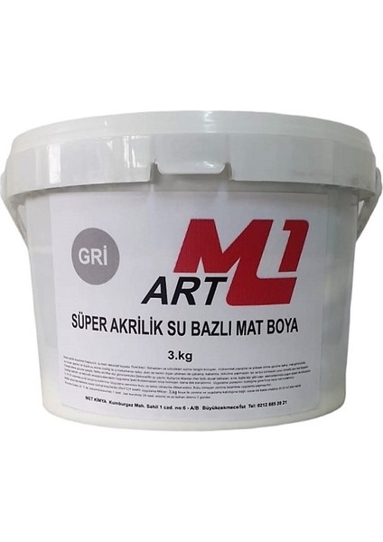 Süper Akrilik Su Bazlı Mat Boya 3.kg Ahşap Tuval Seramik Duvar Taş Hobi Dekor