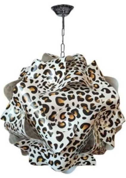 Leopar Desenli Yapboz Puzzle Plastik Avize (30 Adet De-Monte Plaka)