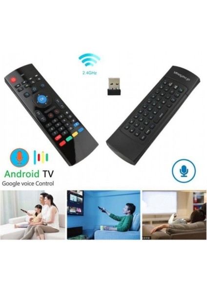 Kablosuz Klavye Mouse Smart Tv Box Pc Şarjlı Akıllı Kumanda Klavyeli Akıllı Tv Kumandası