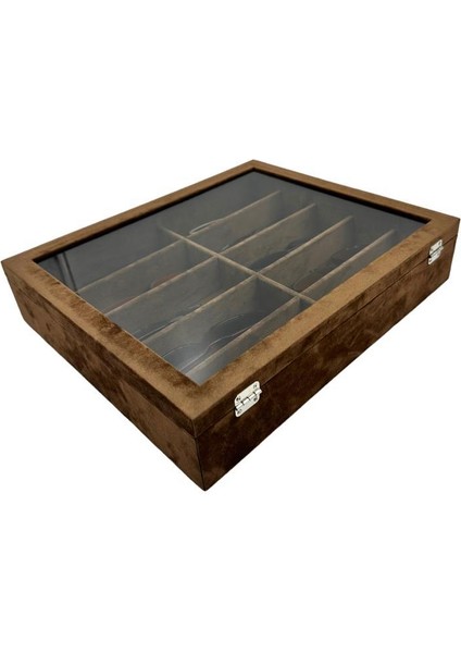 Richbox 10'lu Gözlük Kutusu Alcantara Kahve