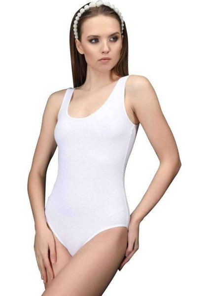 Elit Life Geniş Askılı Kadın Dikişsiz Çıtçıtlı Slip Body Beyaz 878