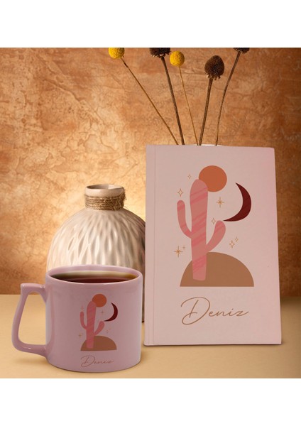 Kişiye Özel Isimli Pembe Sert Kapaklı Defter Ve Middle Kupa Seti, Arkadaşa Hediye, Yeni Iş Hediyesi, Doğum Günü Hediyesi-11